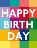 BSB ajándékkísérő (7x9 cm) Happy Birthday színes kockás (állvány) (47-0024)