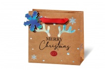BSB ajándéktasak (14,5x15x6 cm) kraft, rénszarvas agancsos, Red Nose, karácsonyi (2)