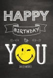 BSB képeslap, Happy Birthday, fekete, smile (állvány) (51-0776)
