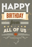 BSB képeslap, taupe, Happy Birthday, from all of us (állvány) (51-0792)