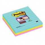 3M Post-it Super Sticky jegyzettömb 101×101 mm, 3x70 lap, 3-színű