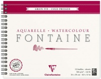 CLF vázlattömb (24x30 cm, 300 g/m2, 12 lap, spirálos, fek. fedlap) fontaine/ vízfestékhez