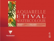CLF aquarelltömb (A5, 14,8x21 cm, 300 g/m2, 10 lap, szemcsés felületű) etival/ vízfestékhez