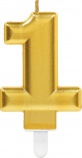 Amscan számgyertya arany, 8cm, 1