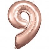 Amscan felfújható fólia szám, rosegold, 86cm, 9