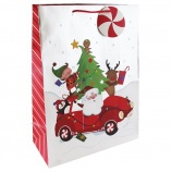 Eurowrap ajándéktasak, Mikulás autóval (33x45,5x15 cm) karácsony (2)