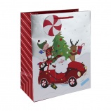 Eurowrap ajándéktasak, Mikulás autóval (26,5x33x14 cm) karácsony (2)