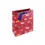 Eurowrap ajándéktasak, piros, kutyák (21,5x25x10 cm) karácsony (2)