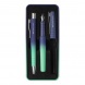 Faber-Castell POLY írószer szett (XB golyóstoll és töltőtoll) fémdobozban, zöld-kék