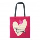 Artebene vászontáska (35x38 cm) natúr-pink, szív és tacskó (6)