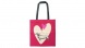 Artebene vászontáska (35x38 cm) natúr-pink, szív és tacskó (6)
