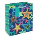 Eurowrap ajándéktasak (21,5x25x10 cm) kék, neon csillagos (6)
