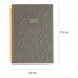 Miquelrius spirál notesz, A5, 80 lap, von. szürke, növény lenyomattal, Bloom