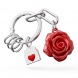 Metalmorphose kulcstartó, vörös rózsa, táskatartó+3 kulcstartó gyűrű