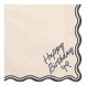 PartyDeco szalvéta 33x33cm, 2-rétegű, 12db, bézs, fekete masnival, Happy Birthday