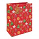 Eurowrap ajándéktasak (26,5x33x14 cm) piros, mézeskalácsos /12 kar. (5)