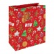 Eurowrap ajándéktasak (21,5x25x10 cm) piros, mézeskalácsos /12 kar. (5)