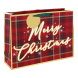Eurowrap ajándéktasak (fekvő, 44x32,5x13 cm) Merry Christmas, skót kockás karácsonyi (6)